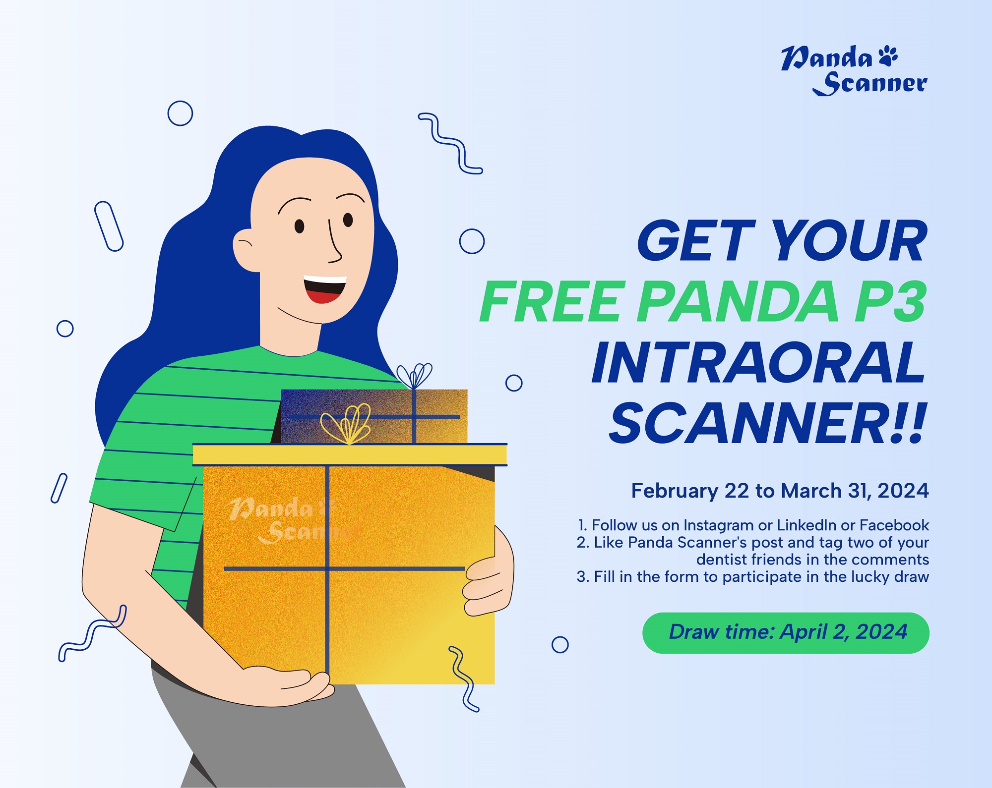 Participate in the online lucky draw to win a free PANDA P3 intraoral scanner!